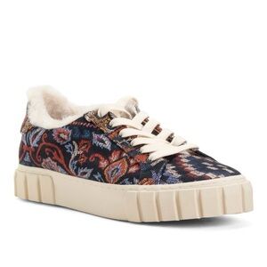 Farm Rio Boho Tapestry Patterned Women's Sneakers Faux Sherpa Lined Size 9